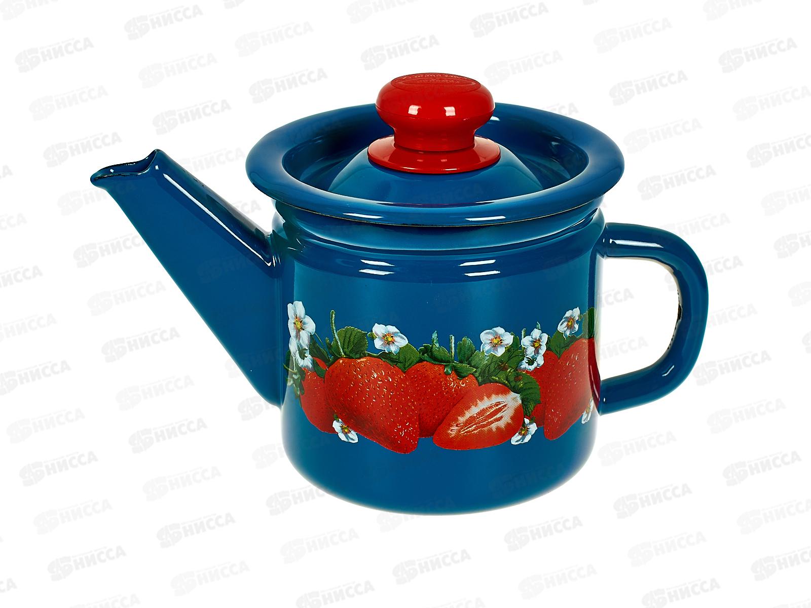 Чайник заварочный 1л декорированный васильковый с пластмассовой кнопкой С2707.34 *8