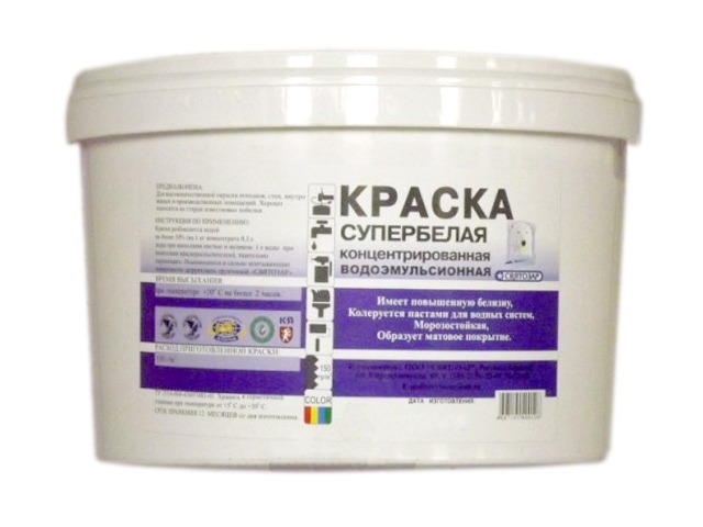 Краска водоэмульсионная концентрированная (супербелая) Святозар 7кг