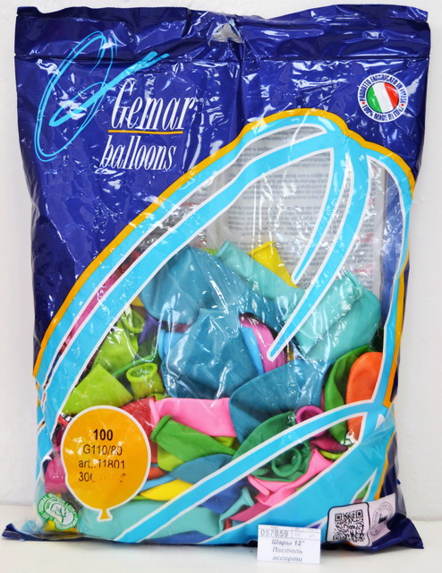 Шары 12&quot Пастель ассорти (упаковка 100шт) 1101-0006 *50