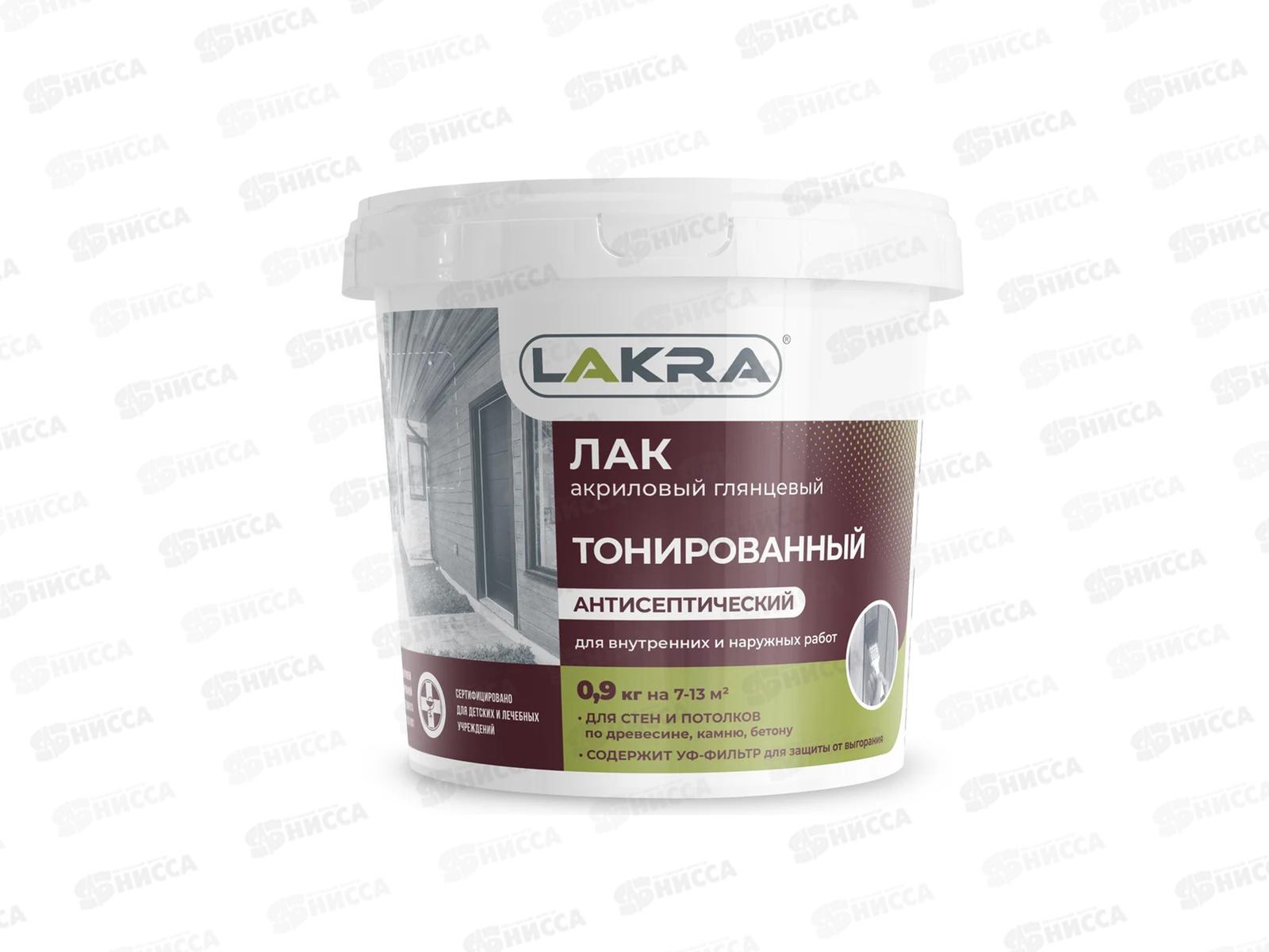 ЛАК воднодисперсионный тонированный махагон 0,9кг Л-С *6 ЛАКРА