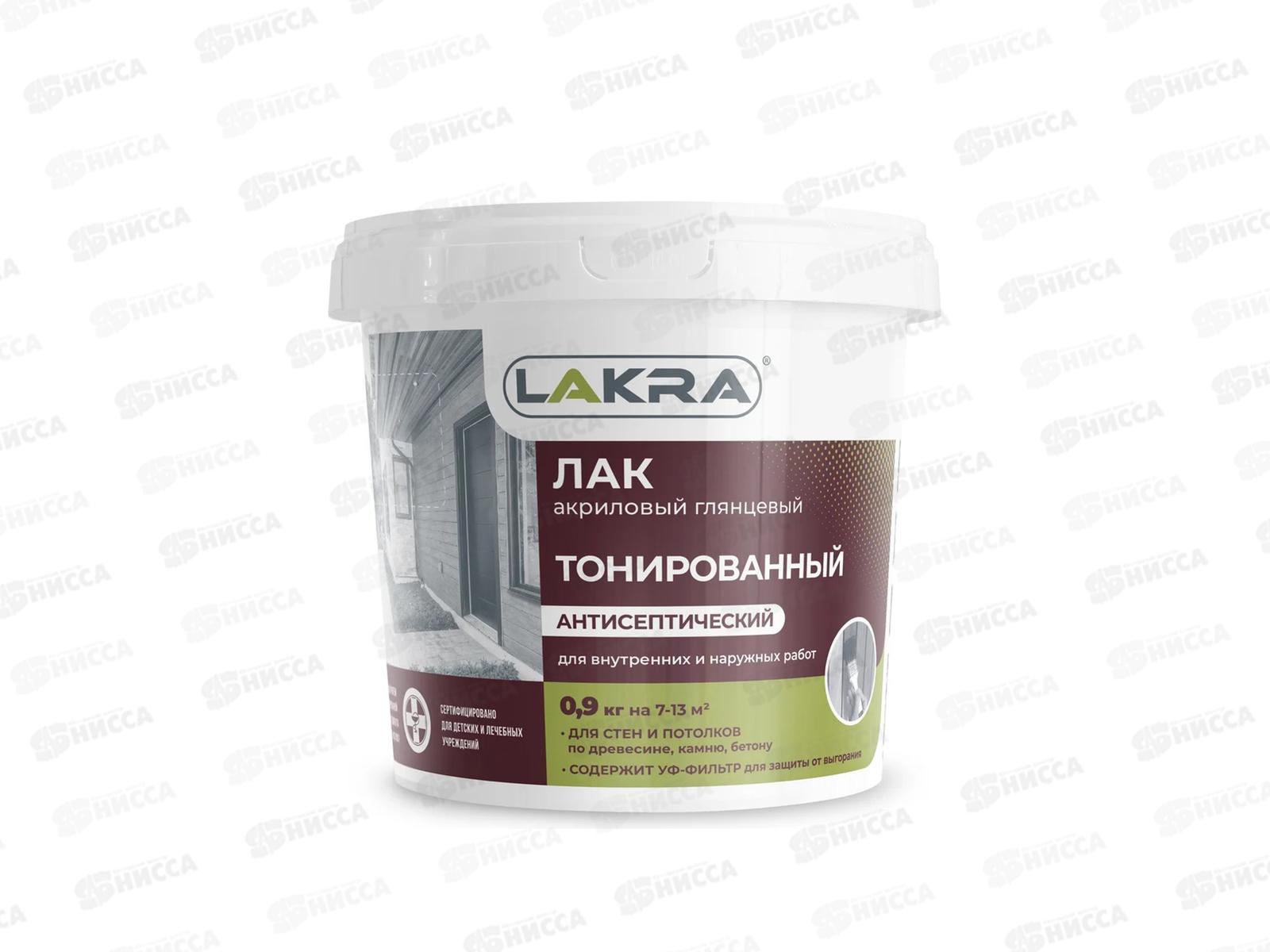 ЛАК воднодисперсионный тонированный Орегон 0,9кг Л-С *6 ЛАКРА