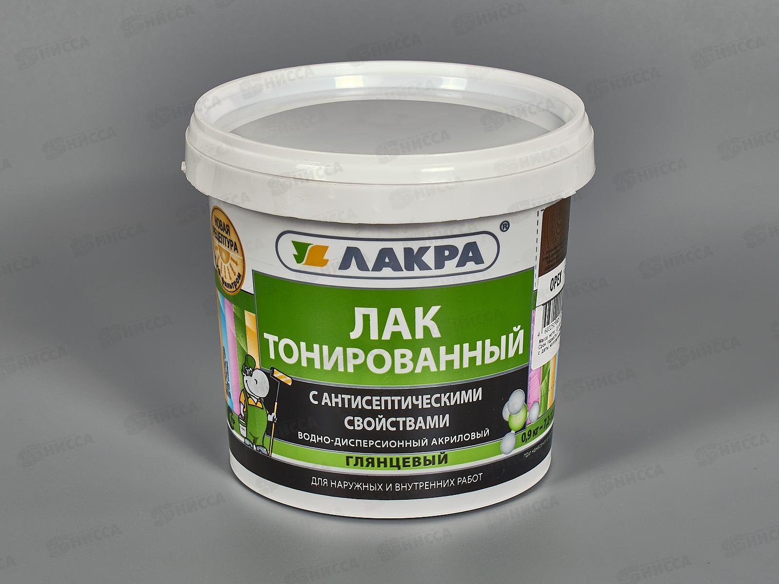 ЛАК воднодисперсионный тонированный Орех 0,9кг Л-С *6 ЛАКРА
