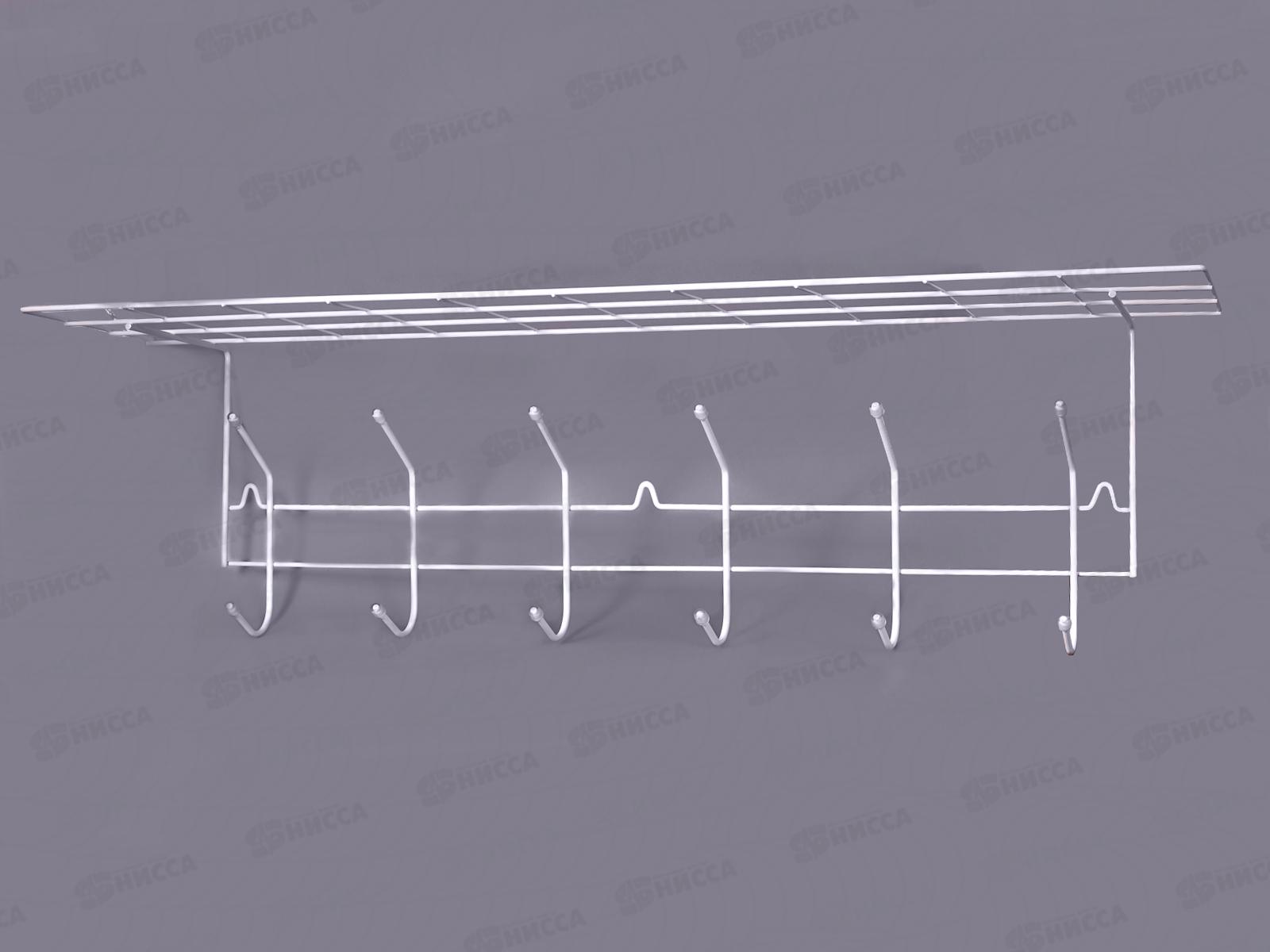 Вешалка для одежды 6 крючков с полкой белая АМ 07 *3    01874