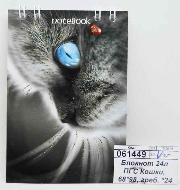 Блокнот 24листа ПГС Кошки, 68*98,  на гребне. *24