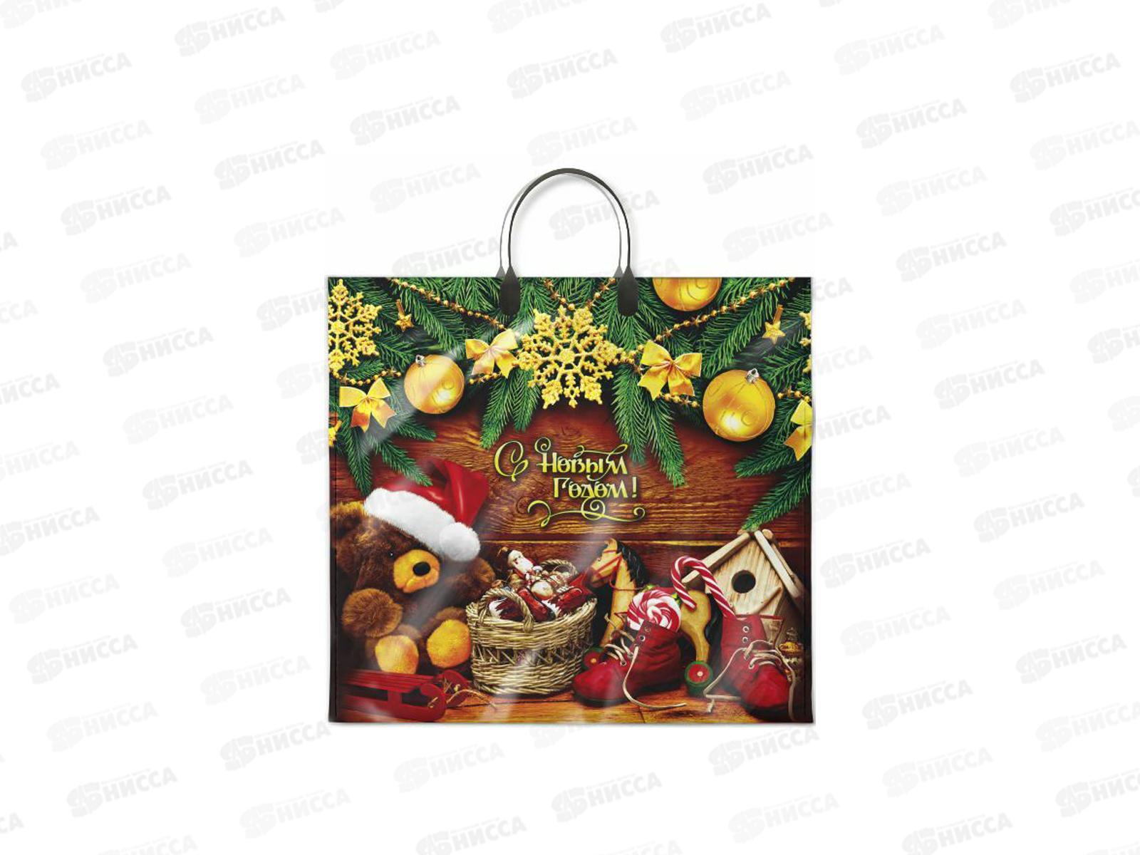 Пакет с пластиковой ручкой Новый Год 38*35  Новогодняя затея *10/100