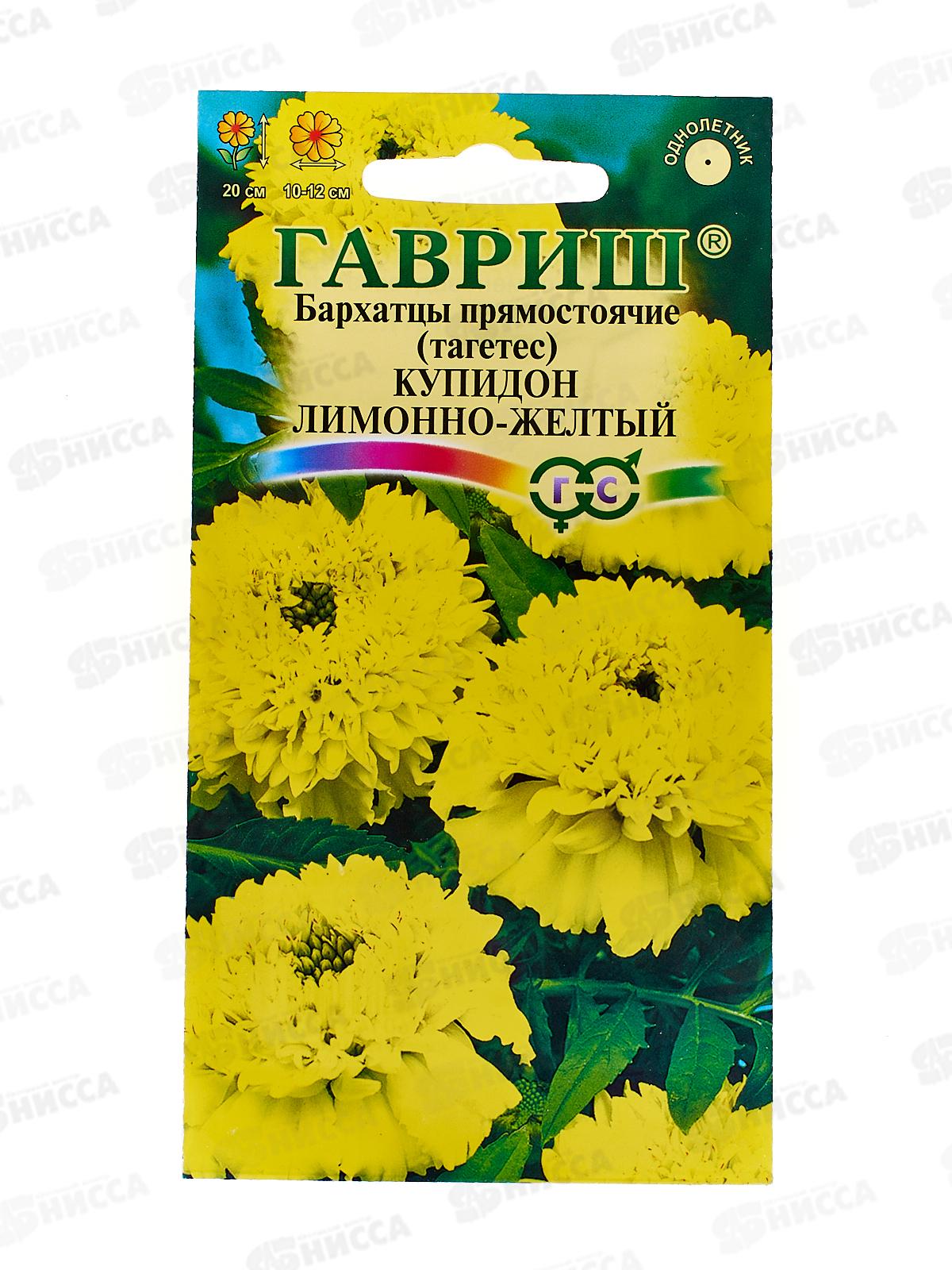 Бархатцы прямостоячие Купидон лимонно-желтый 20см (Тагетес) 0,05 грамм   *10 ГШ