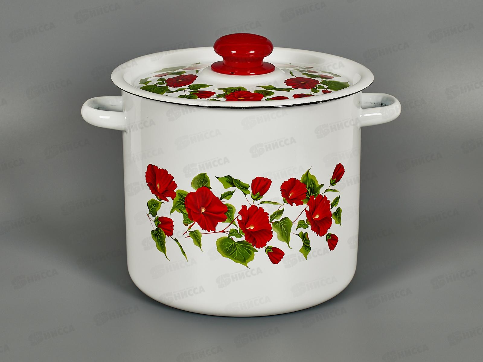 Кастрюля 5,5л цилиндрическая декорированная белая крышка, деколь С1617.39 *4