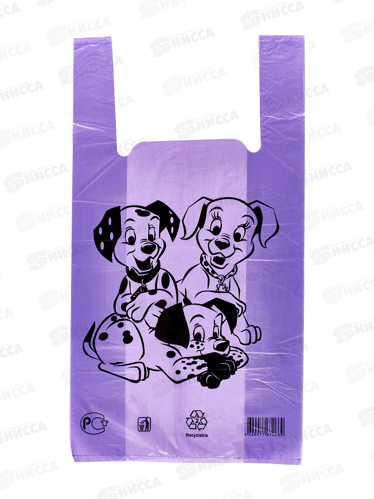 Пакет майка ПНД 30*55*23мкм Далматины сиреневые *50/2000