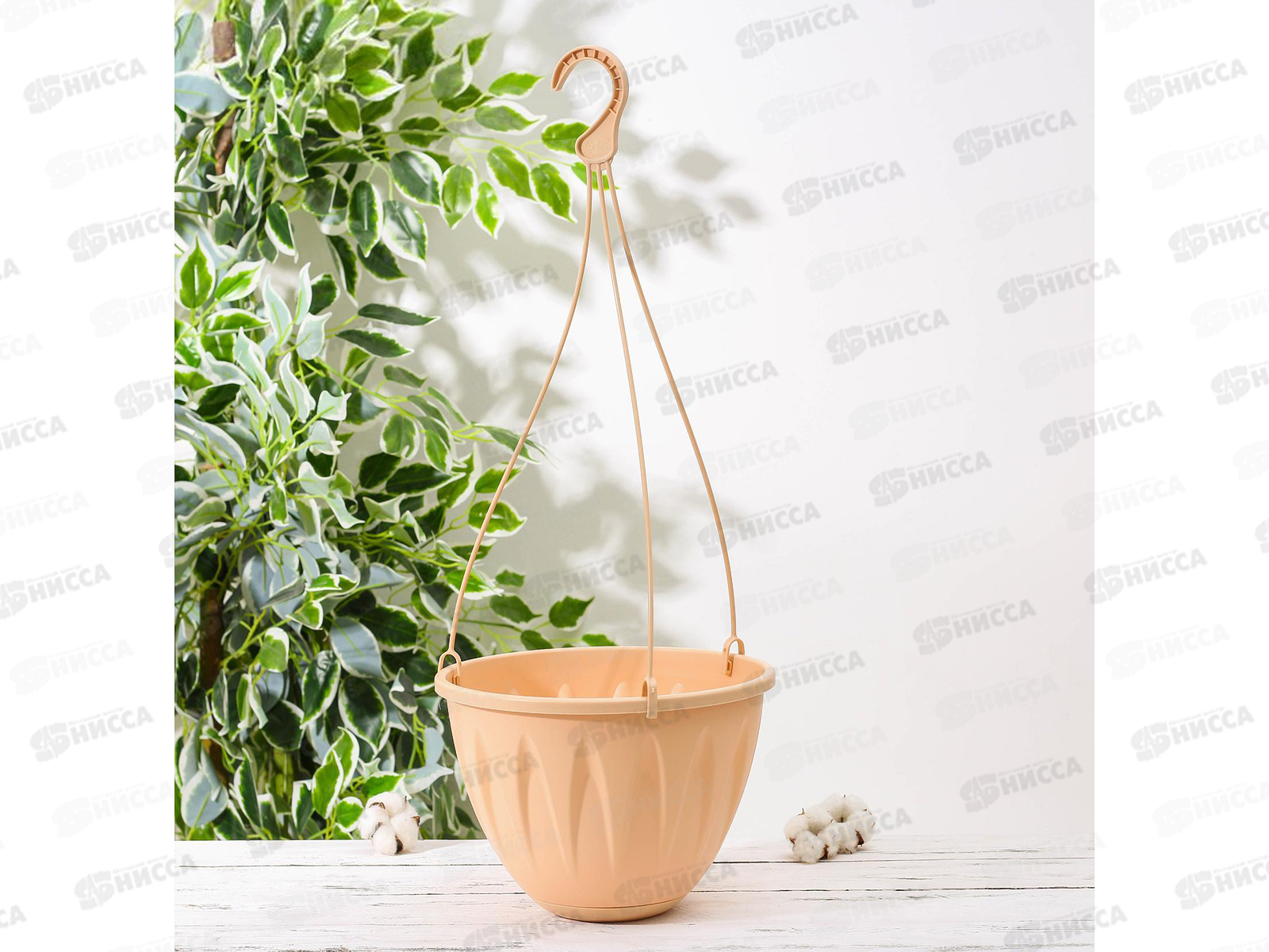 Кашпо АЛИЦИЯ подвесное D250мм с поддоном  Белая глина *20 М3116