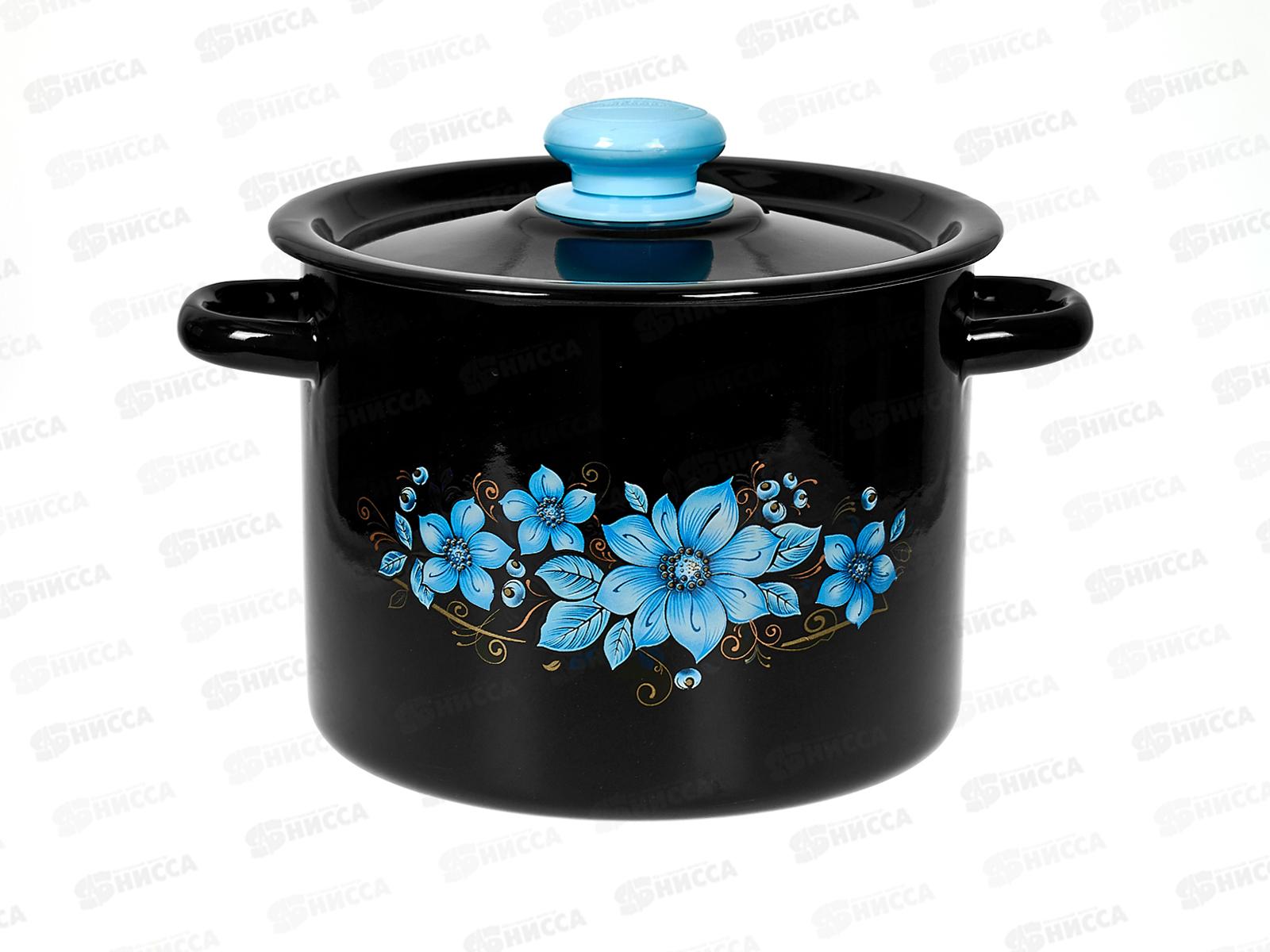 Кастрюля 3,5л цилиндрическая декорированная черная с пластиковой кнопкой С1612.36 *4