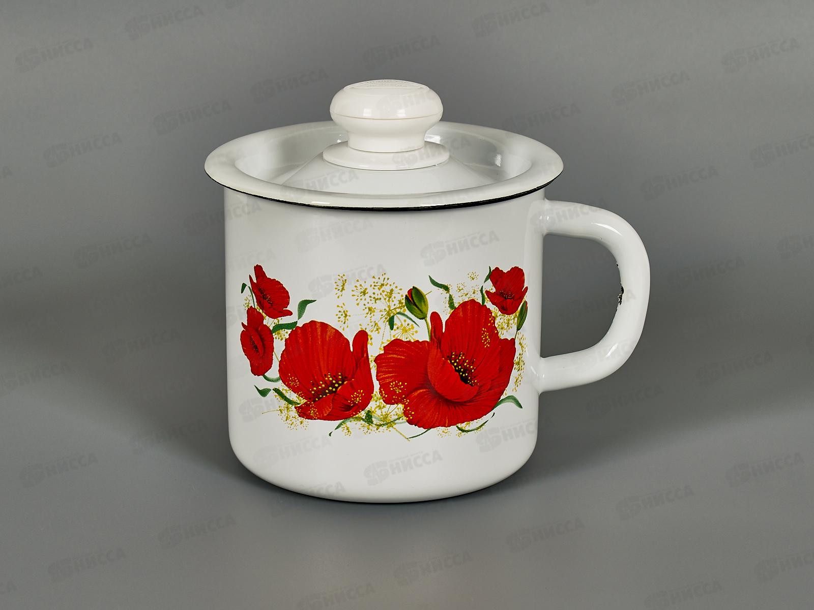 Кружка 1,0л с крышкой, с  декором С0207.3 *8