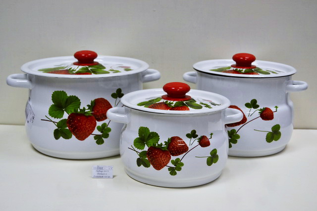 Набор №11  Летняя ягода N11B56 3 предмета (4,0л и 5,5л и 8,0л) белый с декором