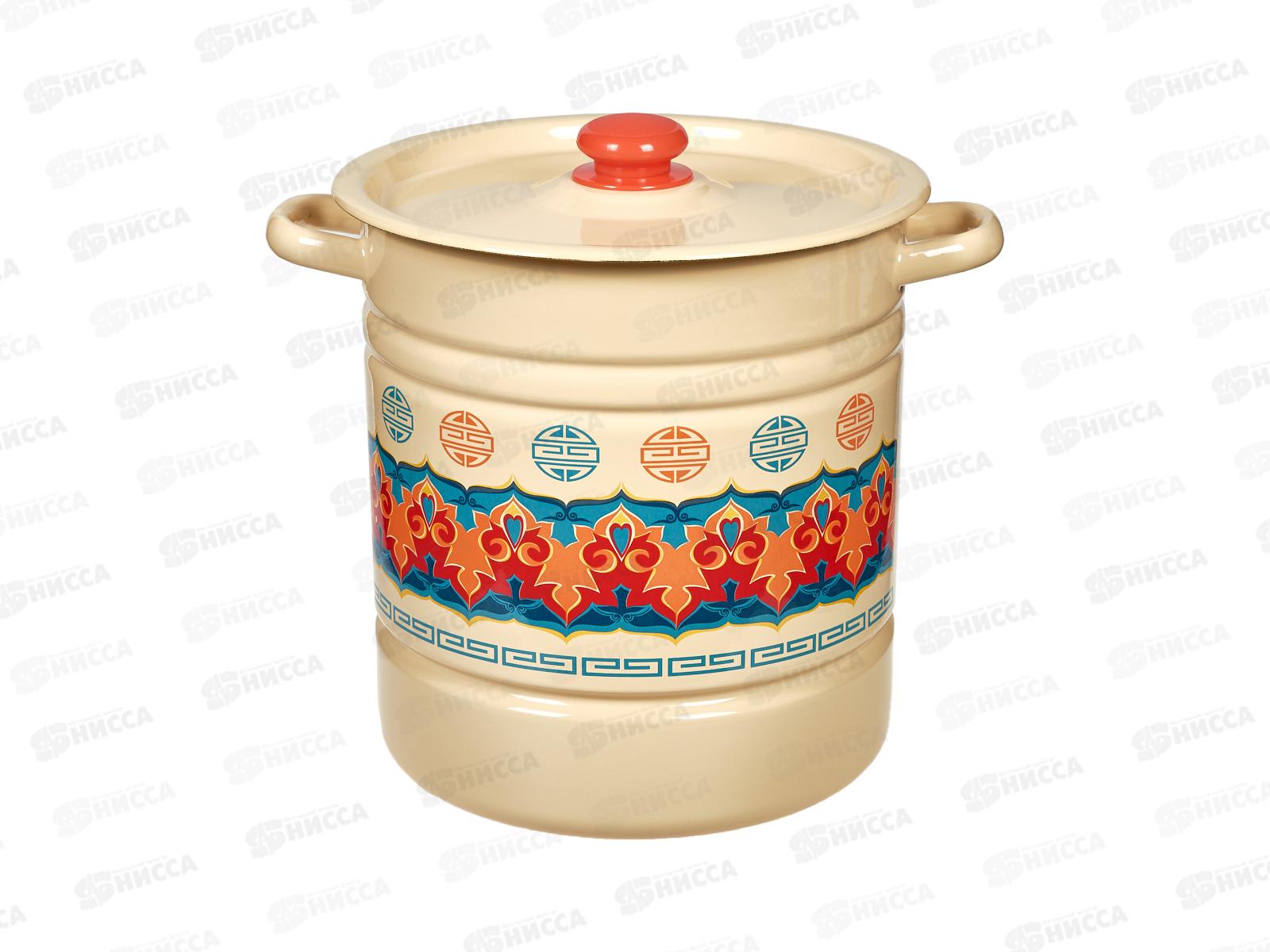 Мантоварка 12л декорированная  палевая (4 вставки) с пластиковай кнопкой С1724.3П *2