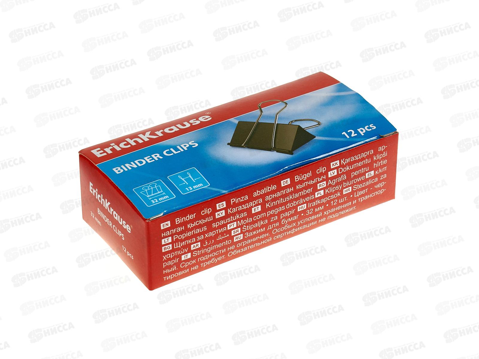 Зажим для бумаг EK 2983, 32мм,  черный *12/144