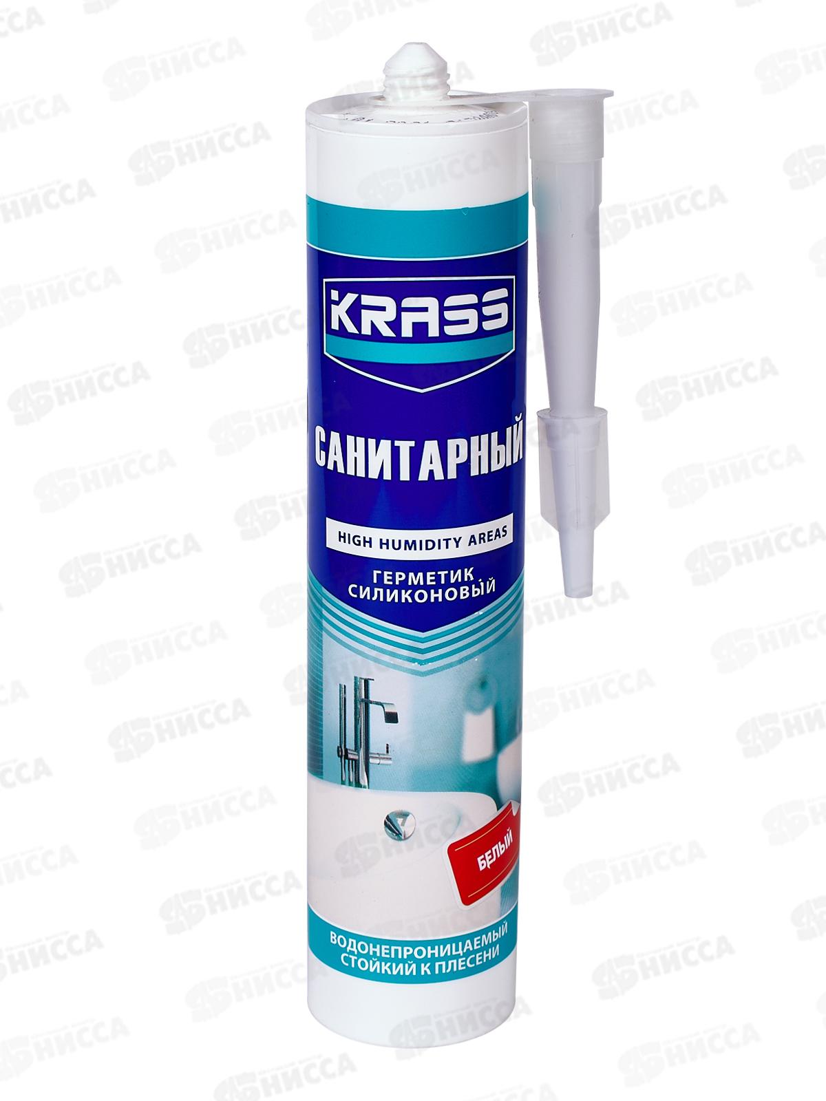 Герметик KRASS 300мл силиконовый санитарный белый *12 ЛАКРА