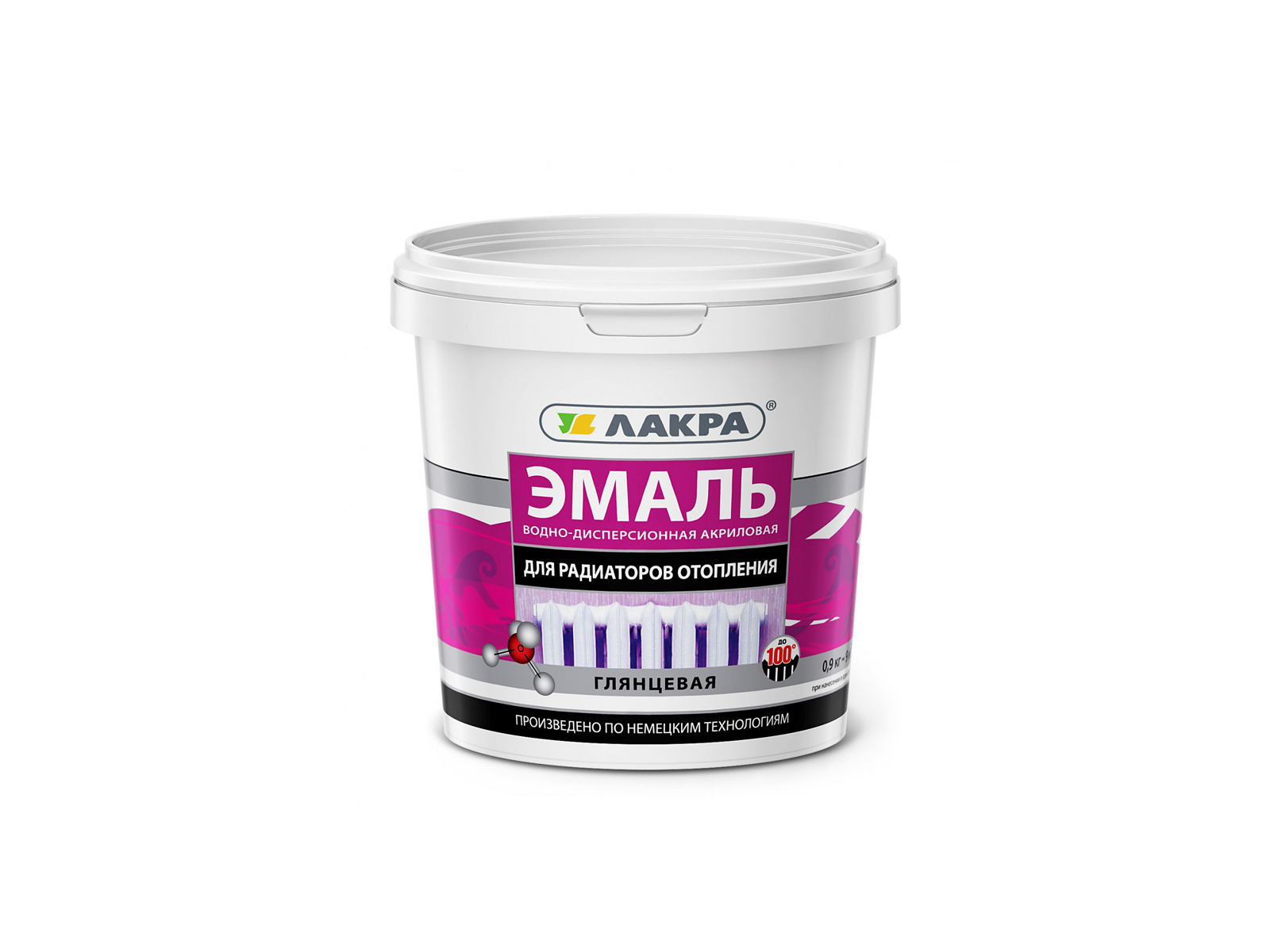 ЭМАЛЬ ЛАКРА для радиатора акриловая белая глянцевая 0,9кг *6/432