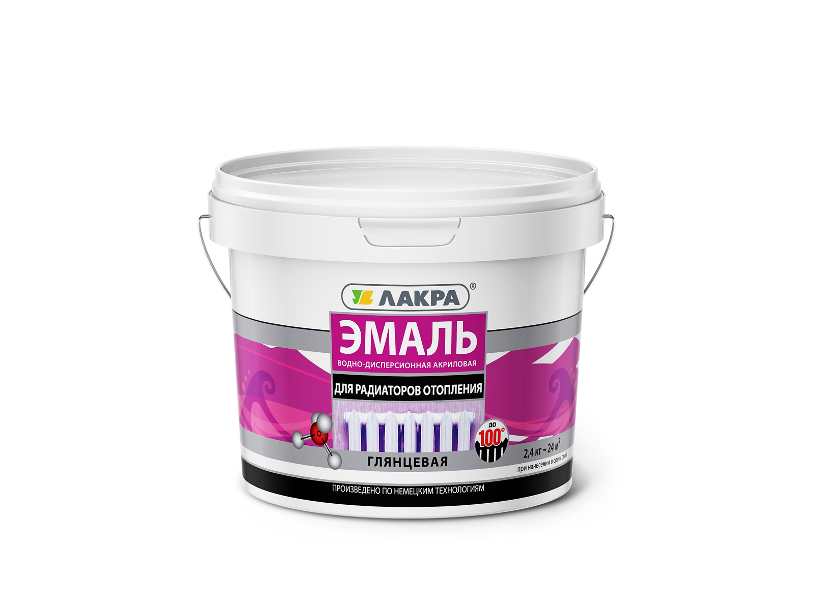 ЭМАЛЬ ЛАКРА для радиатора акриловая белая глянцевая 2,4кг  Л