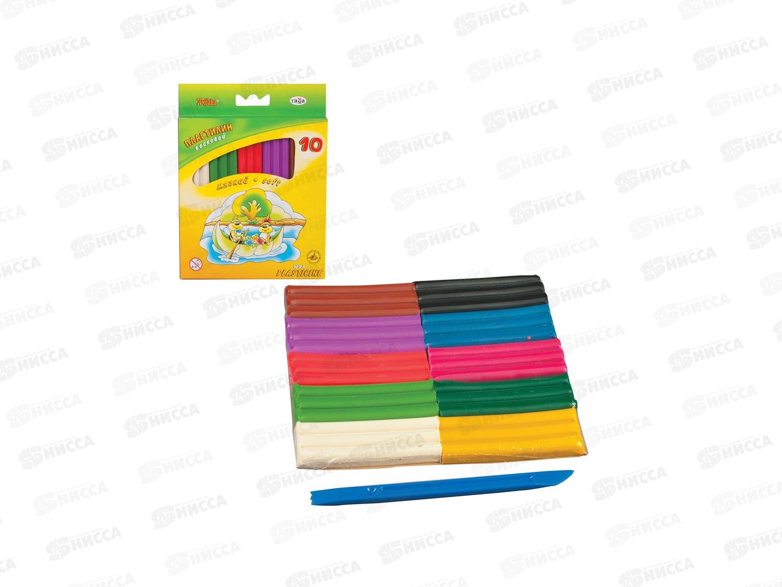 Пластилин 10 цветов 150 грамма ГАММА Пчелка, восковые, картонная коробка, 280031Н *20