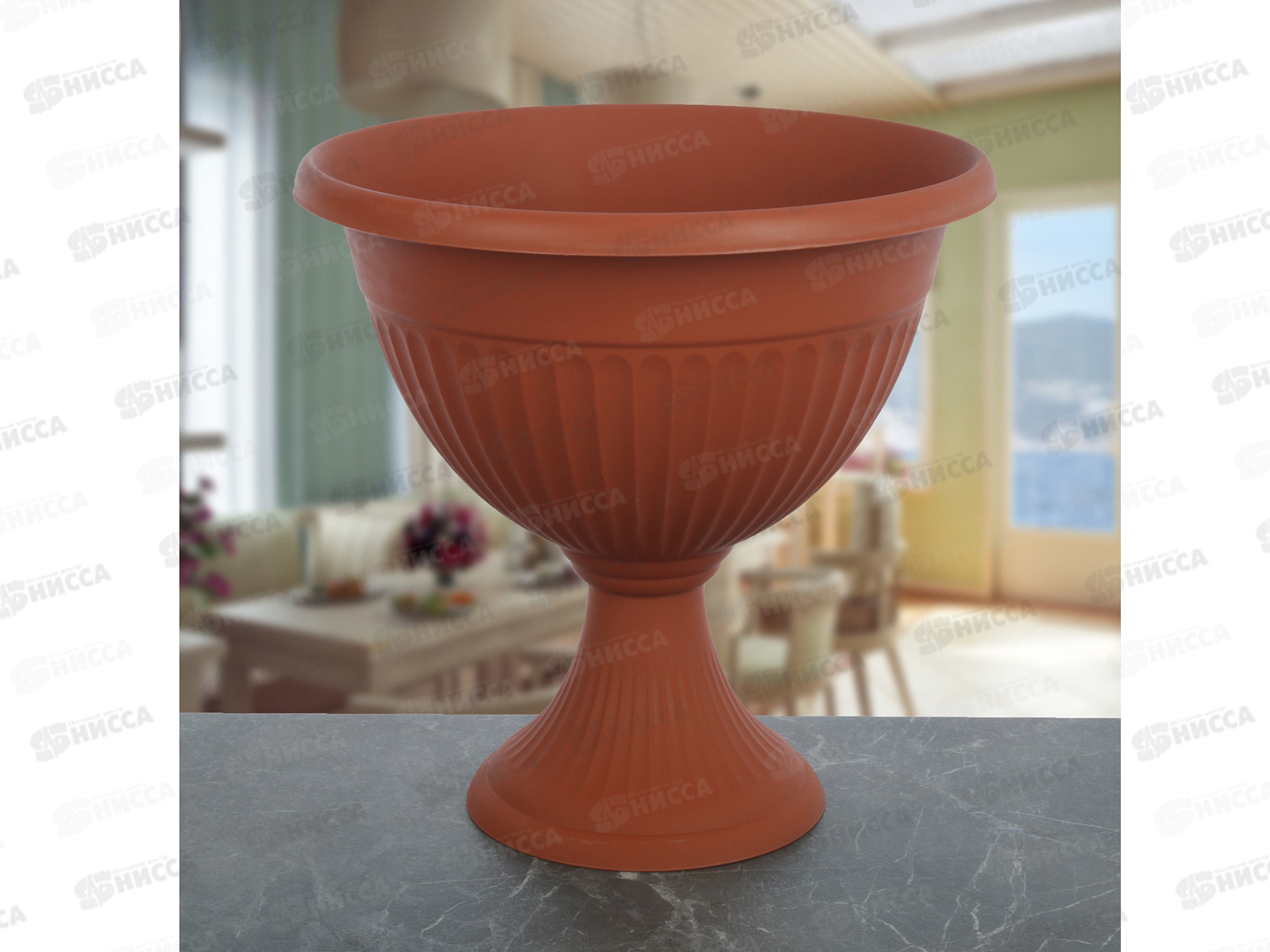 Кашпо-вазон Ливия D370мм низкий  Терракотовый М3207