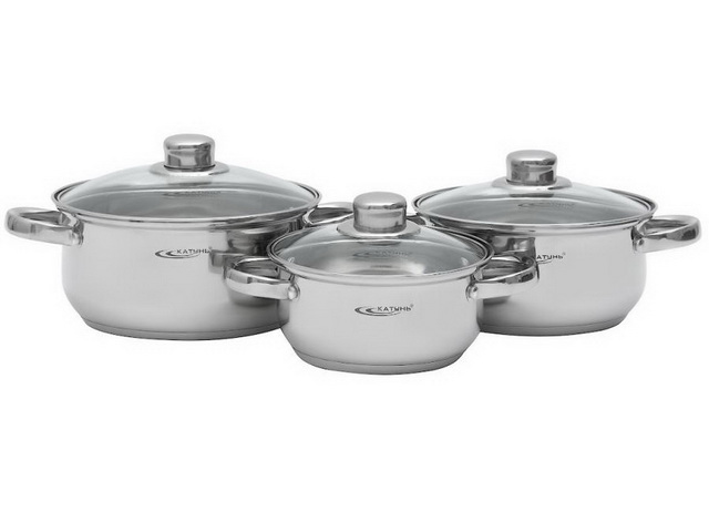 Набор кастрюль 6предметов Гретта(1,6л+2,2л+3,2л)  КТО4-А *2