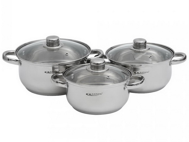 Набор кастрюль 6предметов Гретта(2,2л+3,2л+4,2л)подарочная упаковка  КТО4-В *2