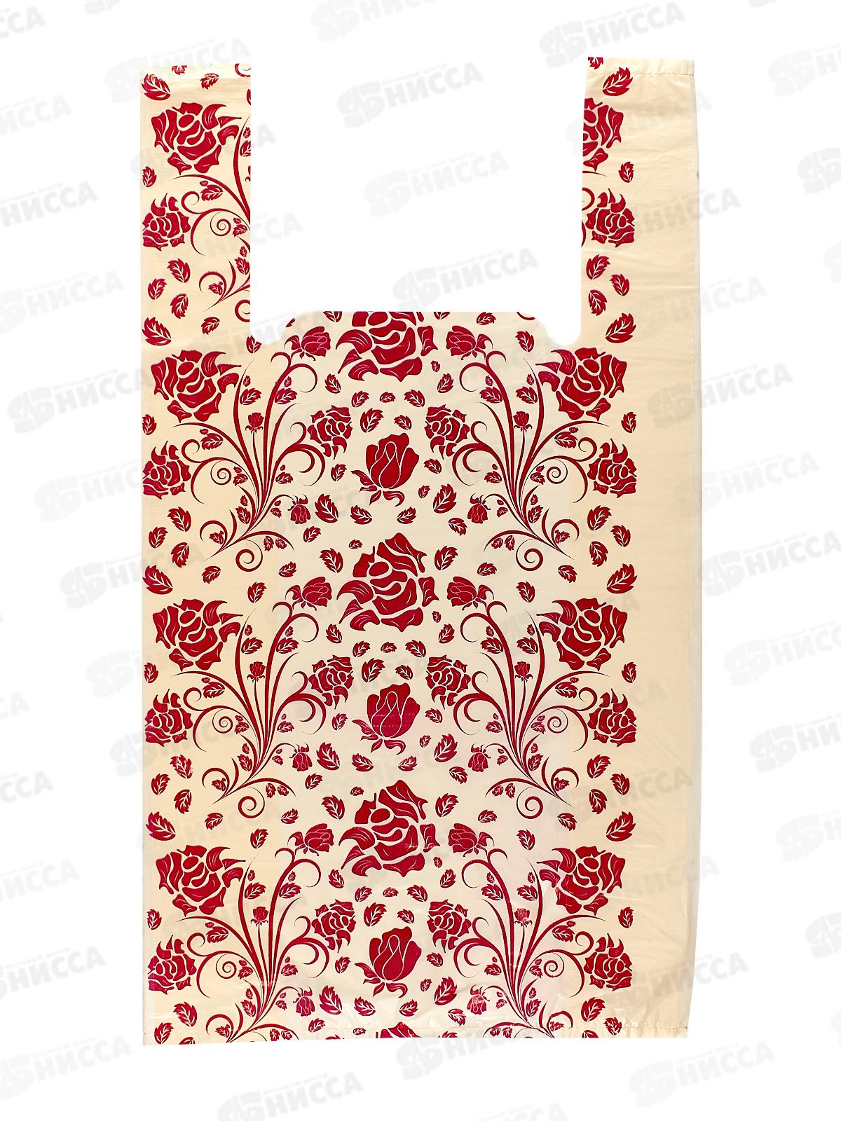 Пакет майка ПНД 30*55*20мкм Розы бежевые *50шт/2000