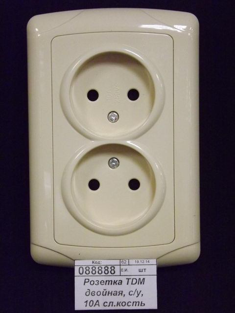 Розетка TDM двойная, cкрытой установки, 10А сл.кость &quotОнега&quot, 0046
