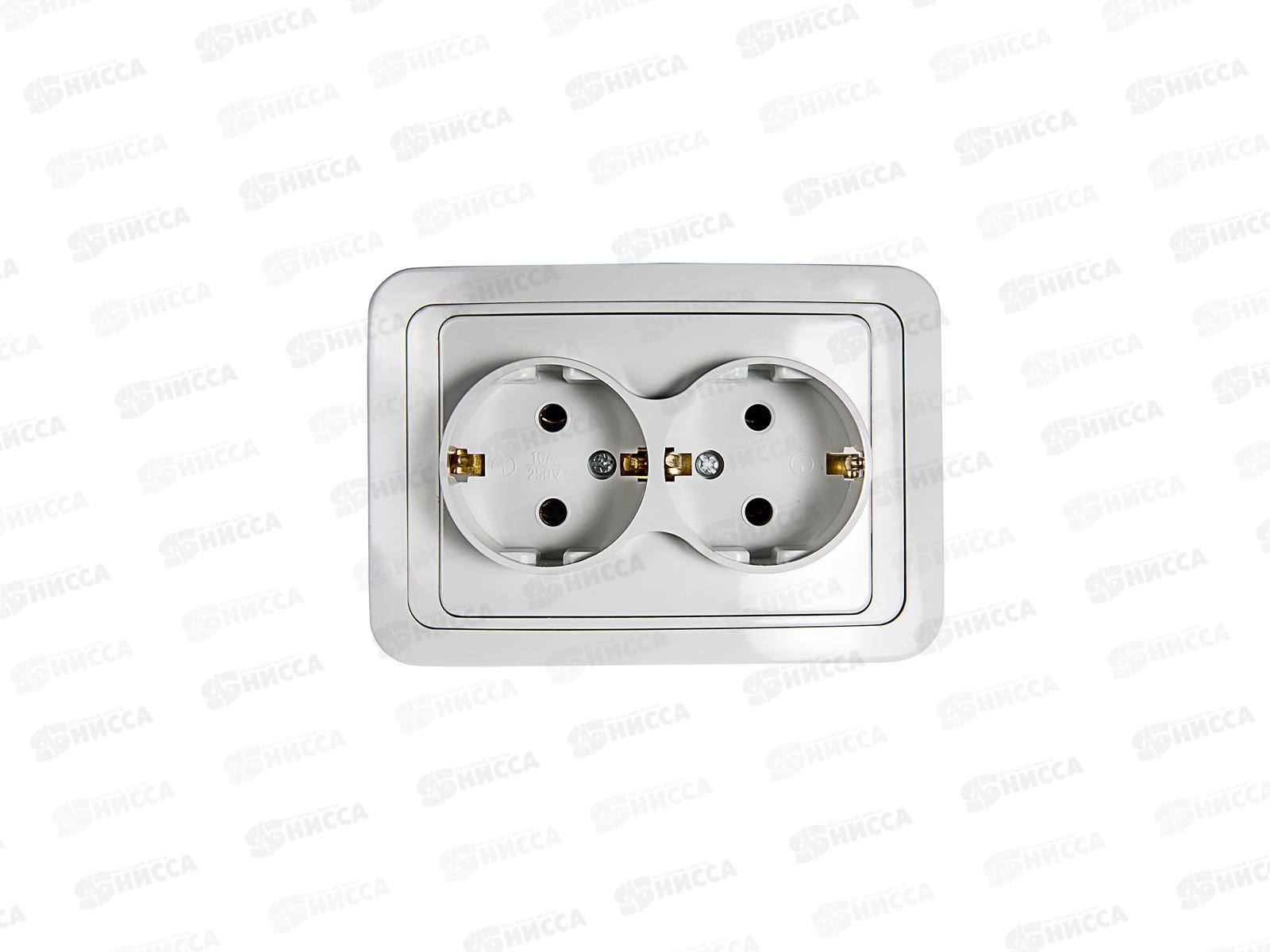 Розетка скрытой установки CLASSICO двойная, заземляющий контакт, белая, 2128-W *10