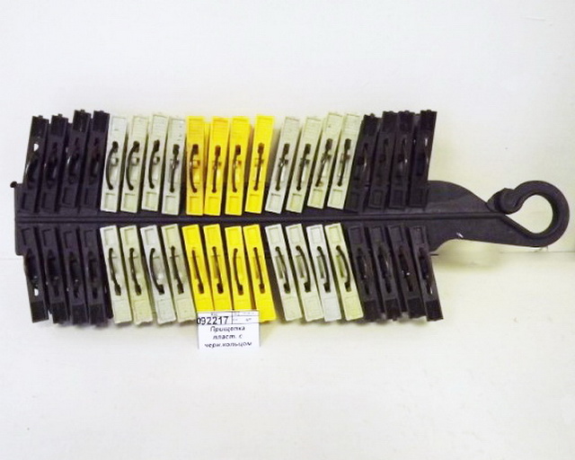 Прищепка пластмассовая с черным кольцом 40шт/лист  *50