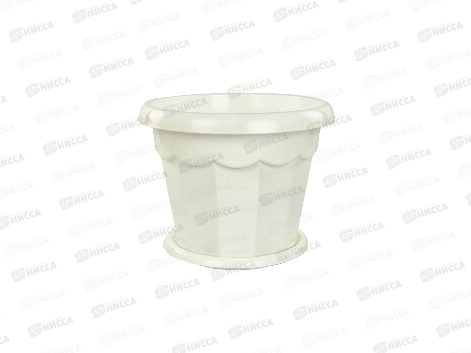 Горшок цветочный  &quotГармония&quot 4л с поддоном (белый) *20 М1411