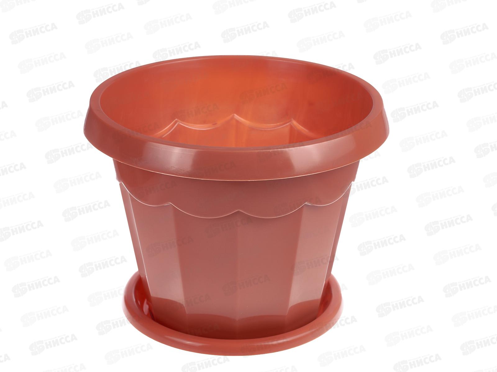 Горшок цветочный  &quotГармония&quot 4л с поддоном (коричневый ) *20 М1576