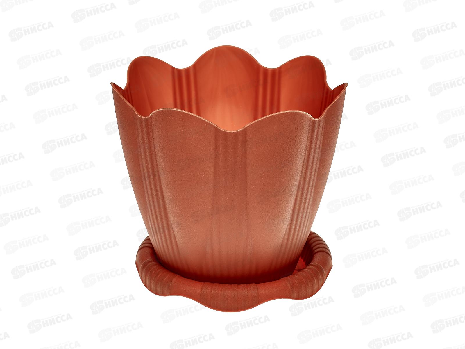 Горшок Эдельвейс-0,65л Терракотовый  12см с поддоном  (36) АП 190Т *36