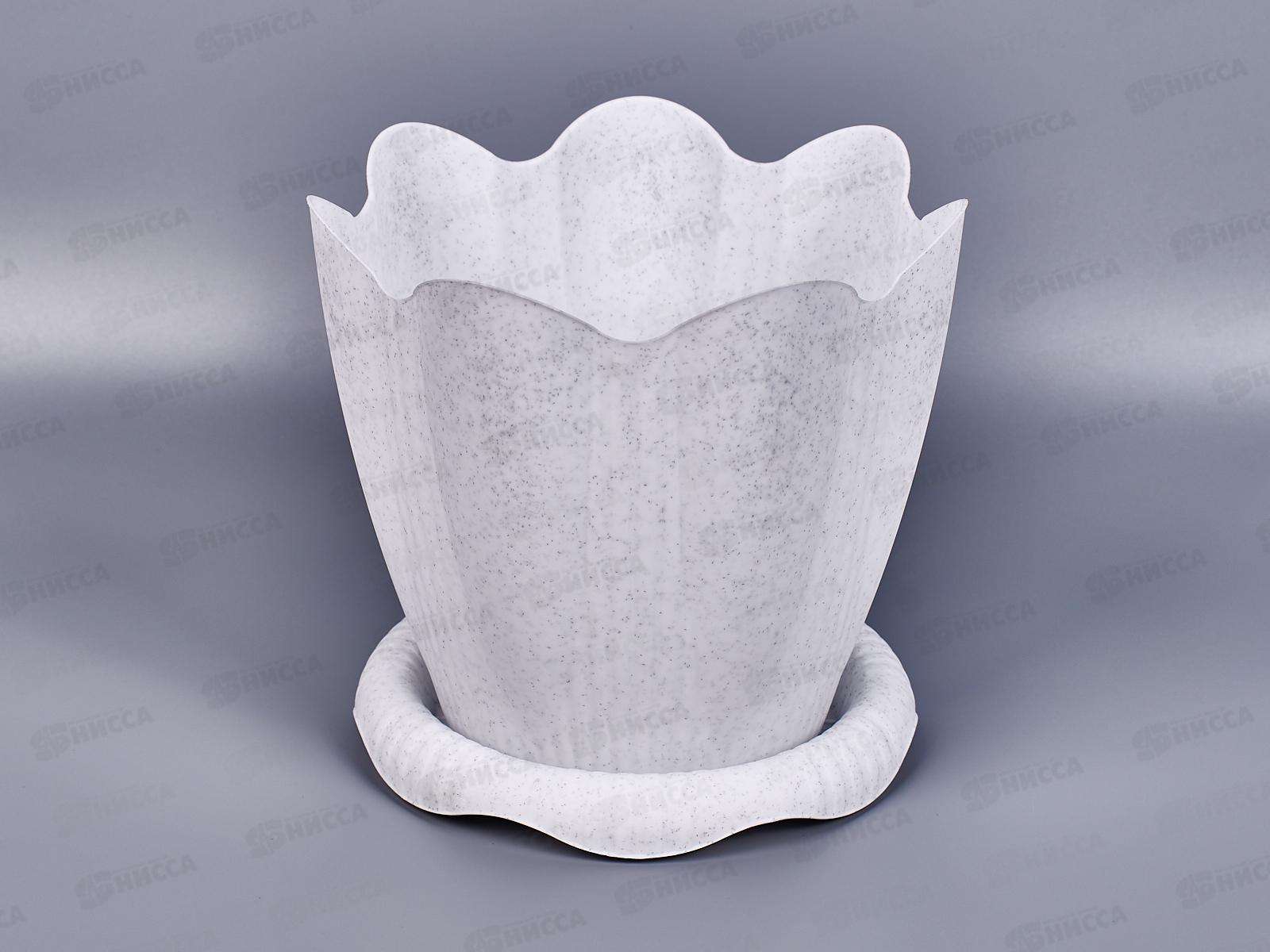 Горшок Эдельвейс-1,5л Мраморный  16см с поддоном  (20) АП С191М