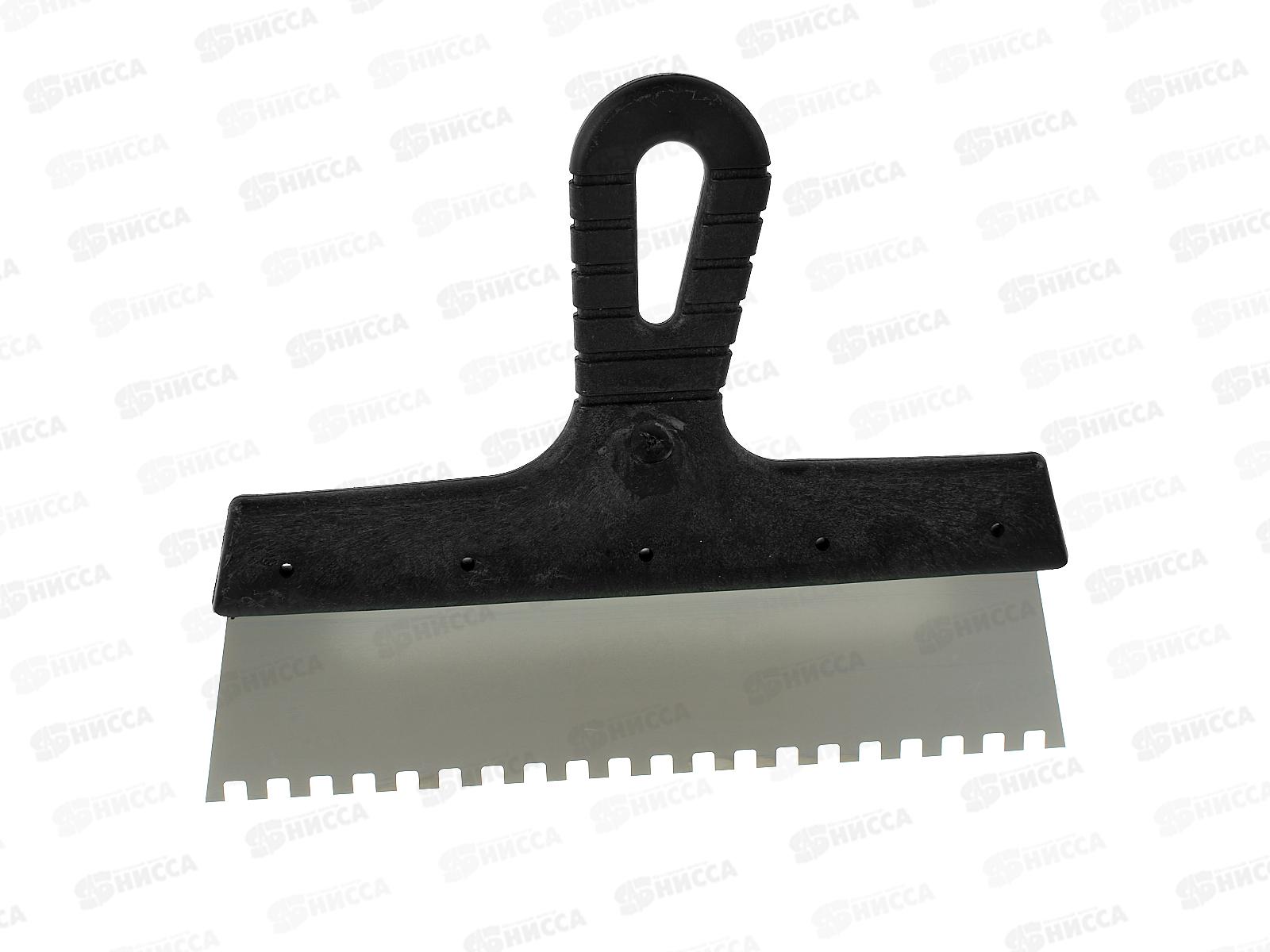 Шпатель фасадный нержавеющий 250мм зуб 6*6 пластиковая ручка 50 Китай 1201176  Л