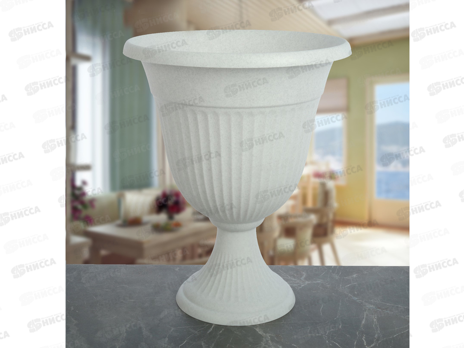 Кашпо-вазон Ливия D350мм высокий  Мраморный М3203*4