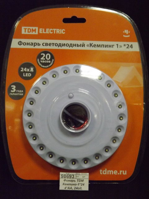 Фонарь TDM Кемпинг-1*24 4*AA, 24сд, подвес/магниты, 72лм/Вт, 0016 *12/72