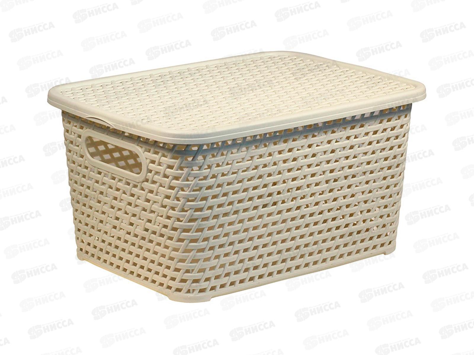 Ящик РОТАНГ с крышкой 370*280*190 белый ротанг М2375 *6