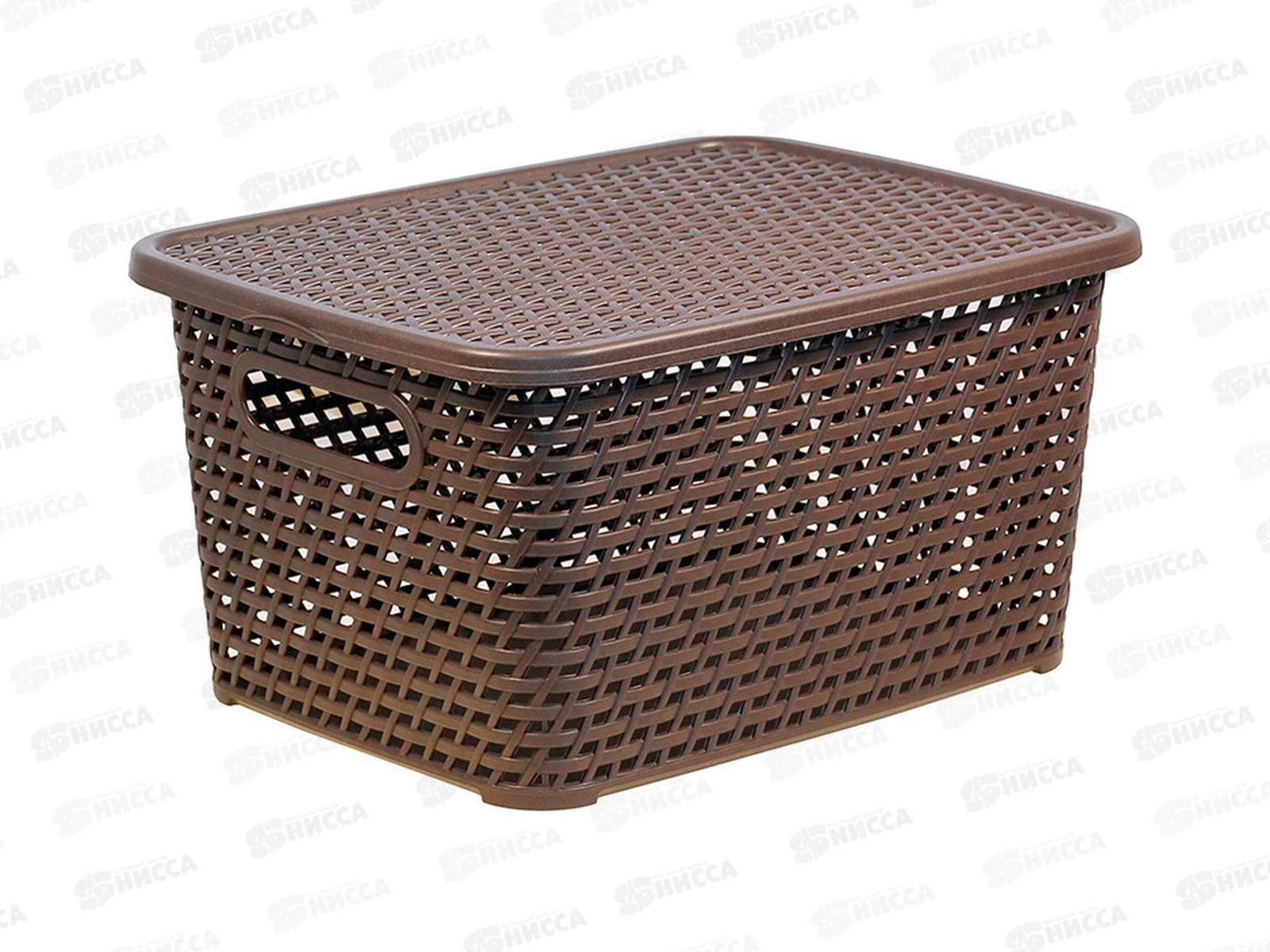 Ящик РОТАНГ с крышкой 370*280*190 коричневый ротанг М2375 *6