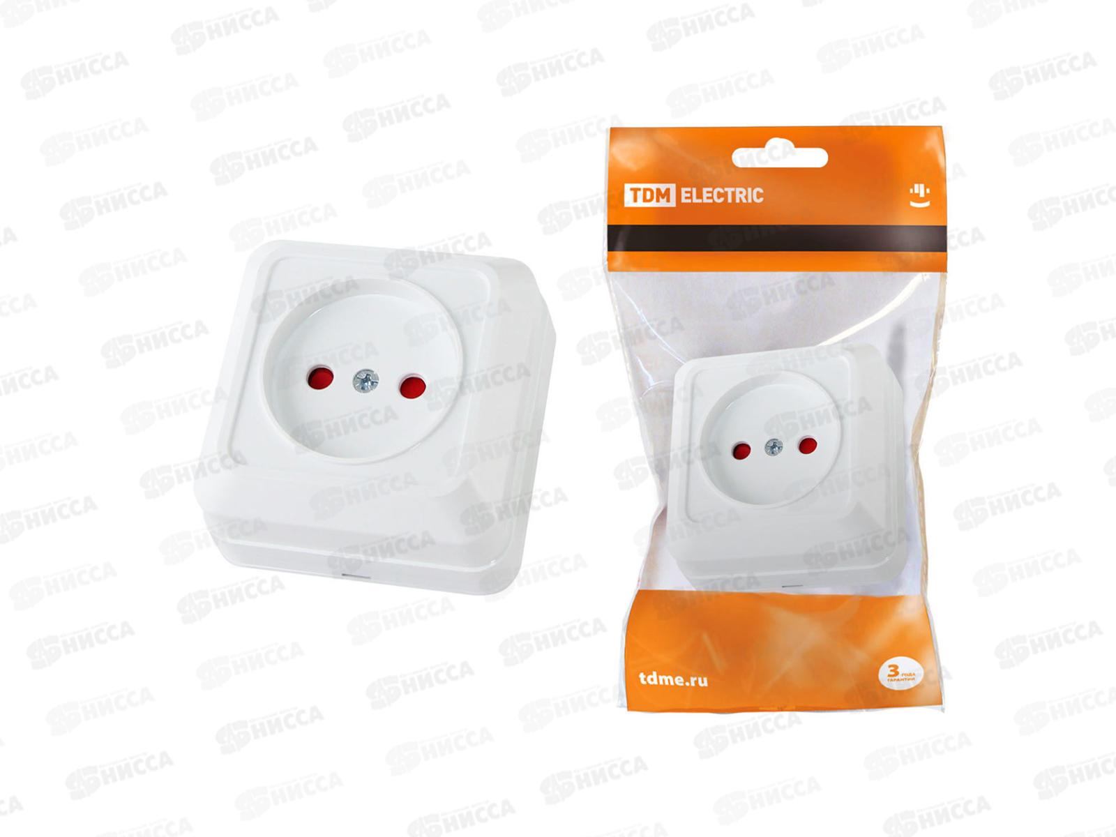 Розетка TDM открытой установки, с защитными шторками, IP20 10А белый &quotЛадога&quot, 0059 *10