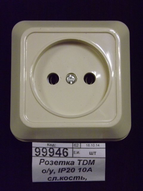 Розетка TDM открытой установки, IP20 10А слоновая кость, &quotЛадога&quot, 0014