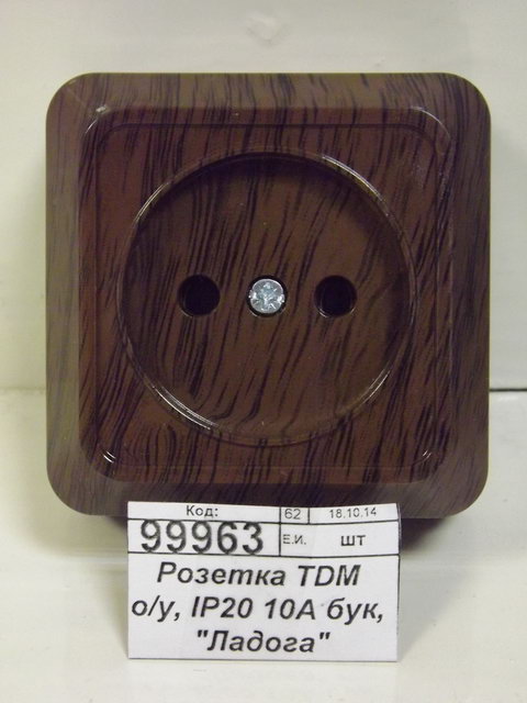 Розетка TDM открытой установки, IP20 10А бук, &quotЛадога&quot, 0033 *10