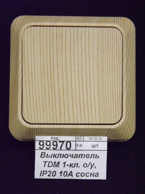 Выключатель TDM 1-клавиша открытой установки, IP20 10А сосна &quotЛадога&quot, 0043 *10