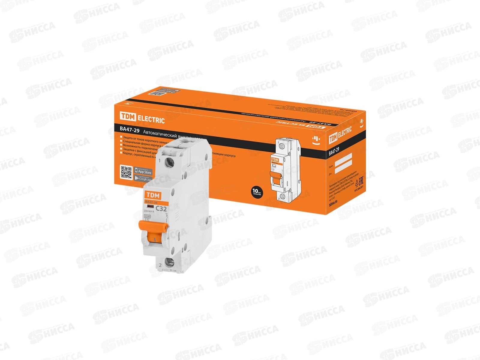 Автоматический выключатель ВА47-29 1P 32А 4,5кА C TDM, 0078 *12/120