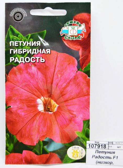 Петуния Радость F1 (низкор, крупноцв, тем-карм.-роз.) (Евро, 10) СеДек