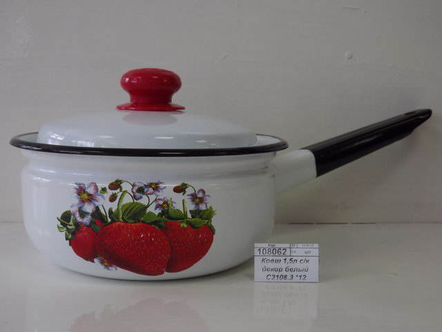 Ковш 1,5л с крышкой  с декором, цвет белый С2108.3 *12