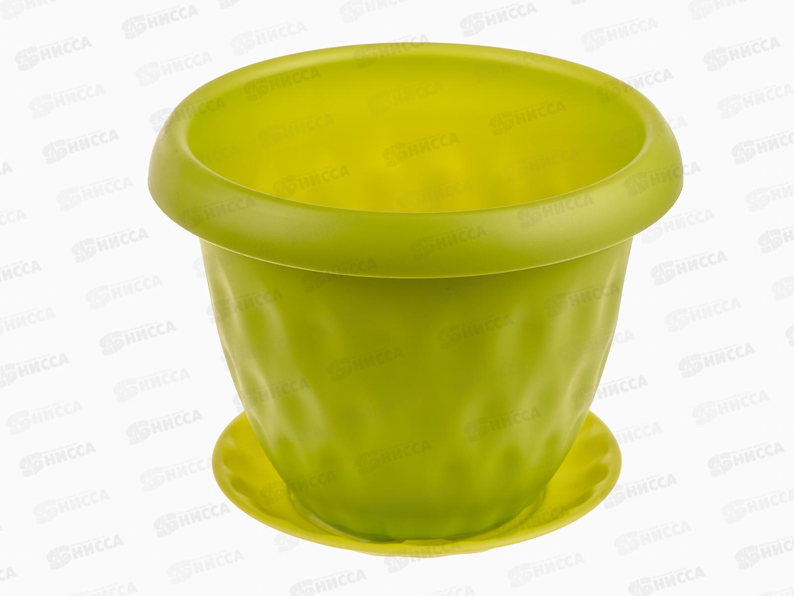 Горшок для растений Розетта зеленый с поддоном  1,7л Д170 С126ЗЕЛ *12