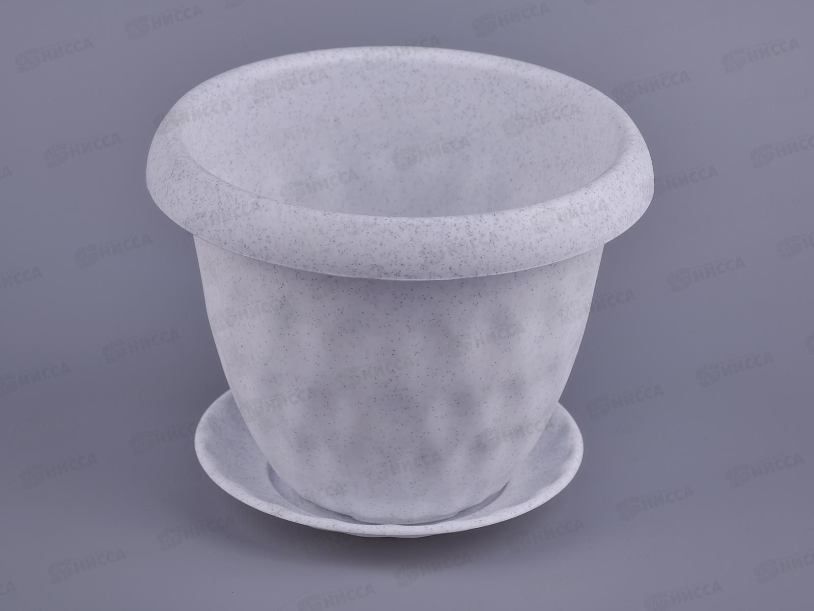 Горшок для растений Розетта мрамор с поддоном  1,7л Д170 С126МРА *12