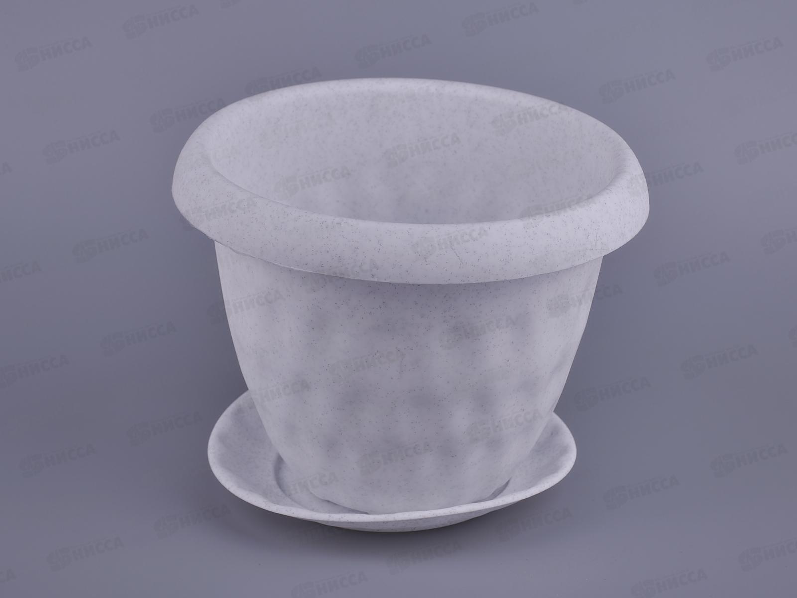 Горшок для растений Розетта мрамор с поддоном 2,8л Д200 С127МРА *14