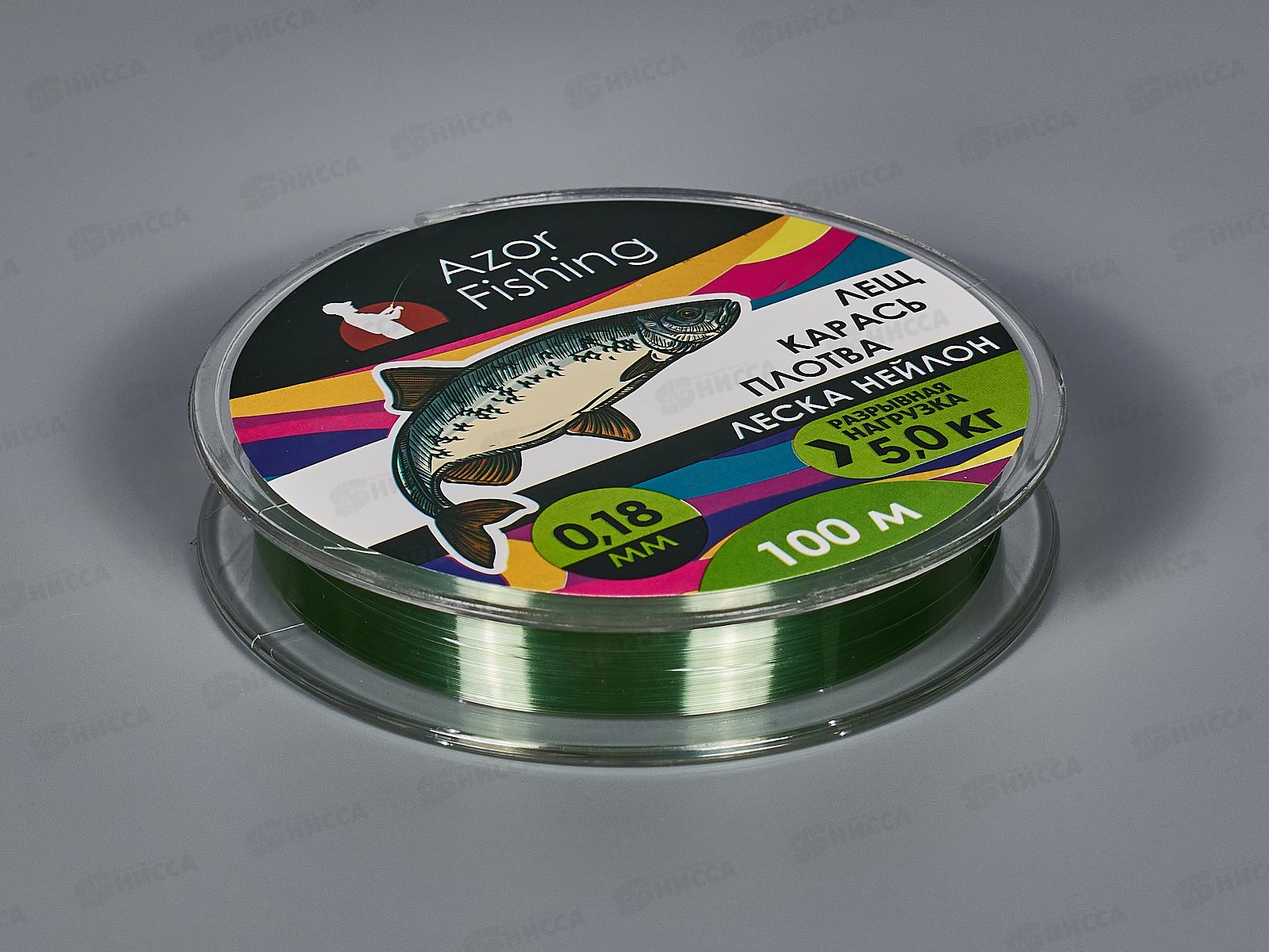 Леска AZOR нейлон Carp 100м, 0,18мм, зел 144-006   г