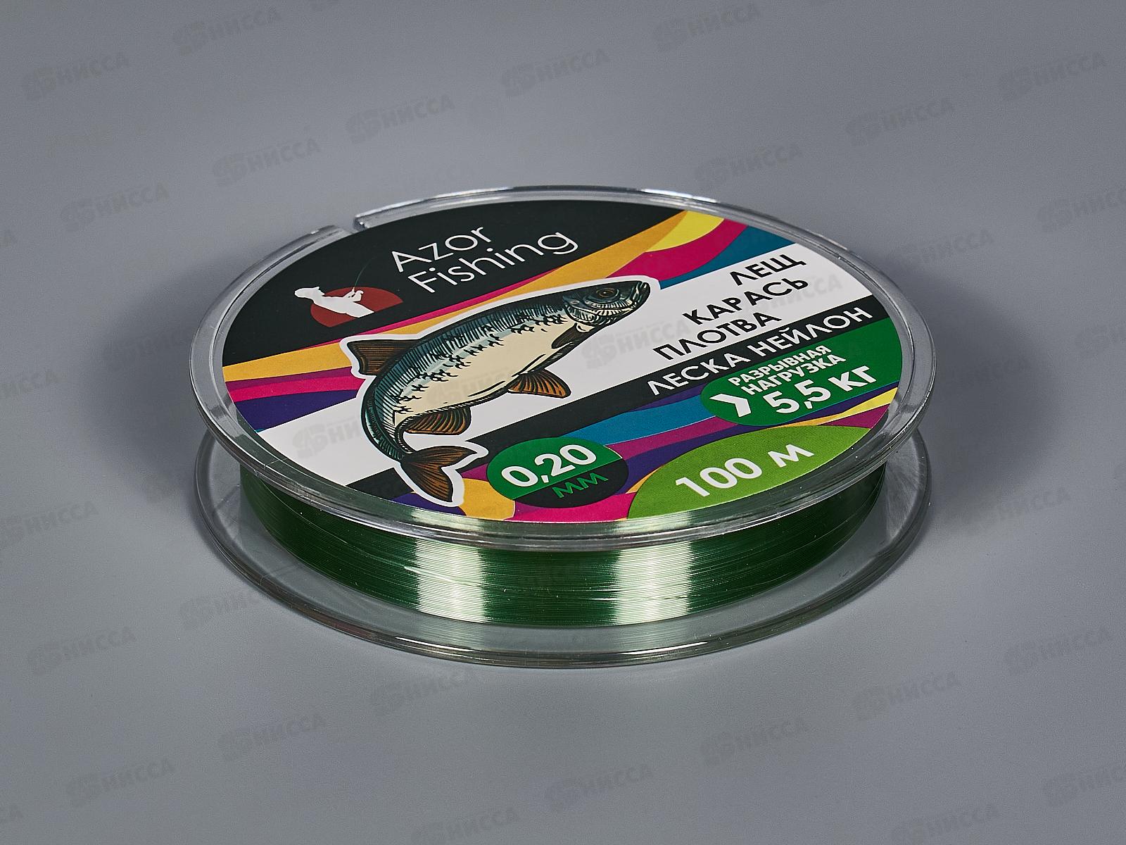 Леска AZOR нейлон Carp 100м, 0,2мм, зел 144-007   г